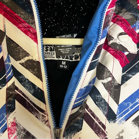 Ride Malibu Snowboard Jacket, Girls Youth Medium (10-12), Chevron Print - Picture 3 of 9